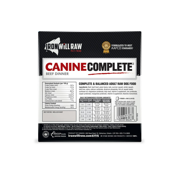 Iron Will Raw Canine Complete Beef Dinner Frozen Dog Food