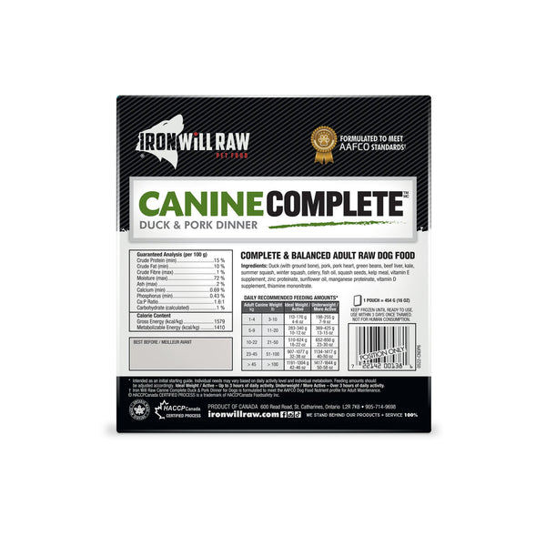Iron Will Raw Canine Complete Duck & Pork Dinner Frozen Dog Food