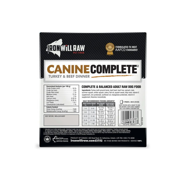 Iron Will Raw Canine Complete Turkey & Beef Dinner Frozen Dog Food