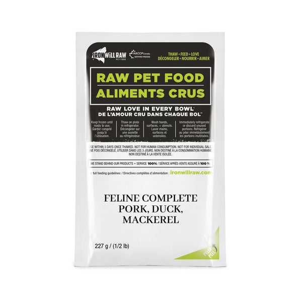 Iron Will Raw Feline Complete Pork, Duck & Mackerel Dinner Frozen Cat Food