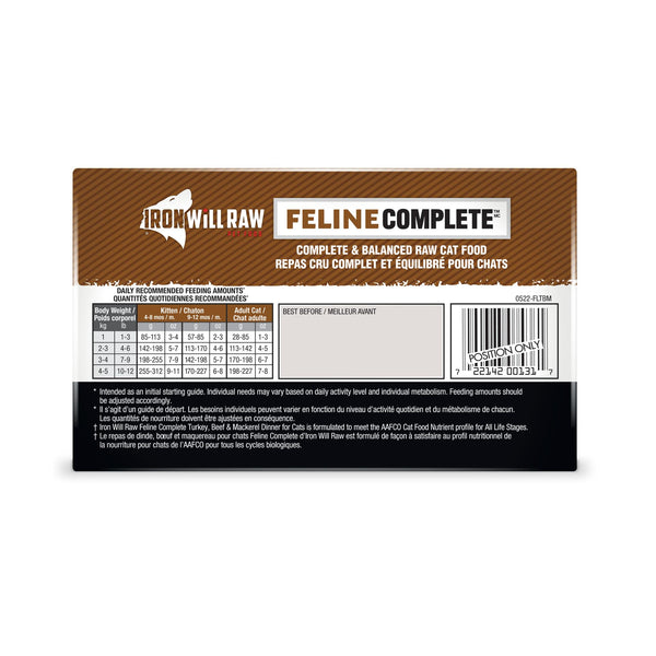 Iron Will Raw Feline Complete Turkey, Beef & Mackerel Dinner Frozen Cat Food