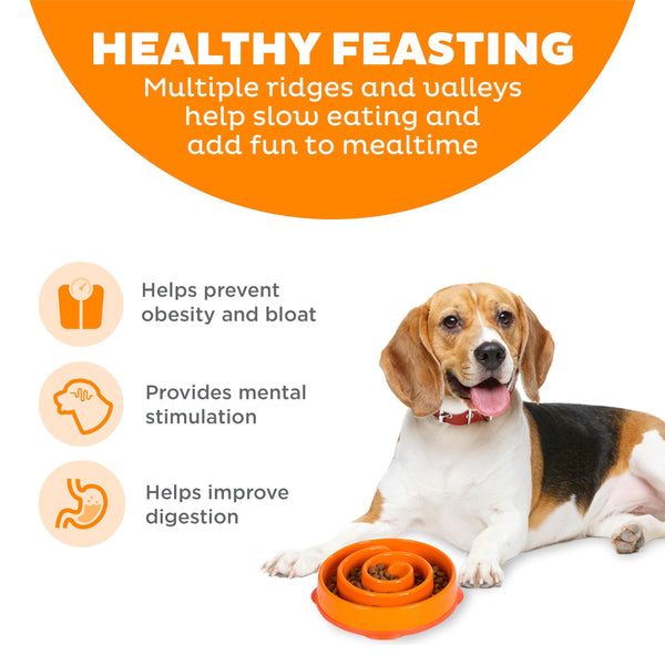 Outward Hound Fun Feeder Slo Bowl Dog Slow Feeder, Orange