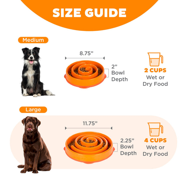 Outward Hound Fun Feeder Slo Bowl Dog Slow Feeder, Orange