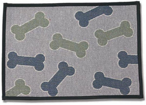 PetRageous Kool Bones Tapestry Pet Mat, Aqua/Gray