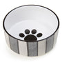 PetRageous Pinstripe Stoneware Pet Bowl, Gray/Black