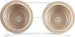 PetRageous Toftee's Paws Double Pet Diner, Taupe