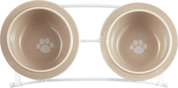 PetRageous Toftee's Paws Double Pet Diner, Taupe