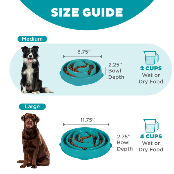 Outward Hound Fun Feeder Slo Bowl Dog Slow Feeder, Turquoise