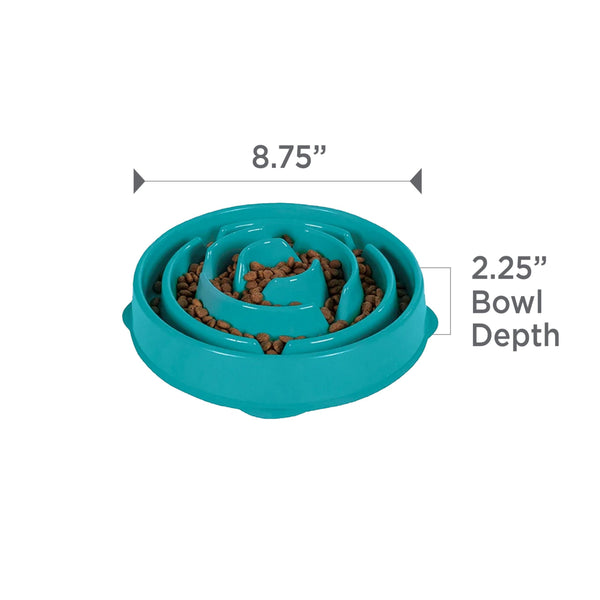 Outward Hound Fun Feeder Slo Bowl Dog Slow Feeder, Turquoise