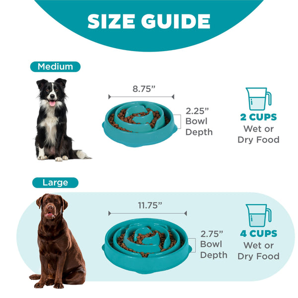 Outward Hound Fun Feeder Slo Bowl Dog Slow Feeder, Turquoise