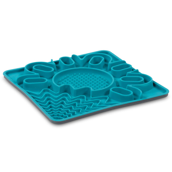 Messy Mutts Framed Silicone Interactive Multi-Surface Mat Dog Slow Feeder, Blue