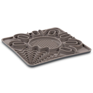 Messy Mutts Framed Silicone Interactive Multi-Surface Mat Dog Slow Feeder, Grey
