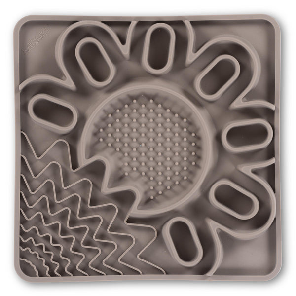 Messy Mutts Tapis interactif multi-surfaces en silicone avec cadre pour chien Gris