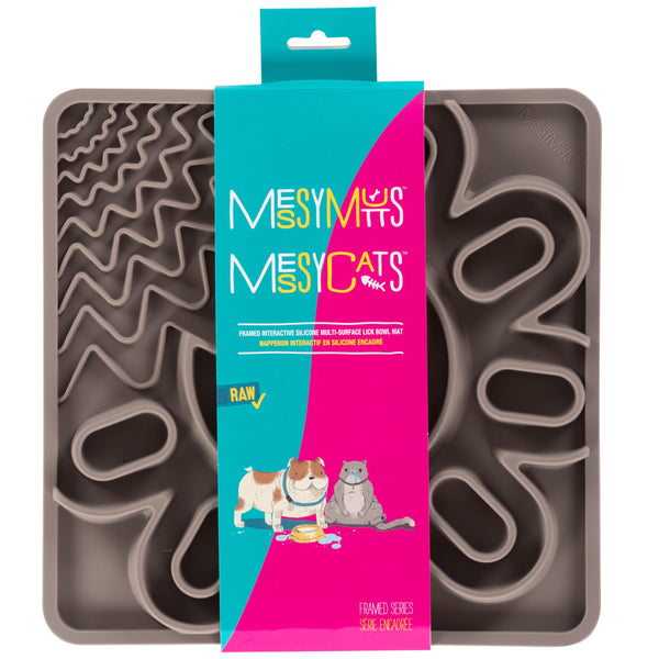 Messy Mutts Tapis interactif multi-surfaces en silicone avec cadre pour chien Gris