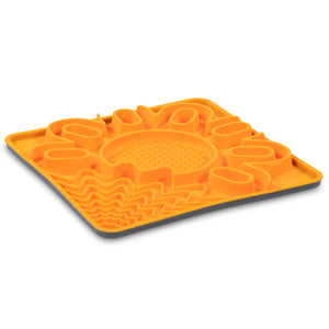 Messy Mutts Tapis interactif multi-surfaces en silicone avec cadre pour chien Orange