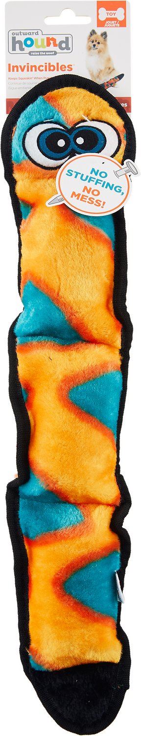 Outward Hound Invincibles Snakes Red/Orange Squeak Dog Toy