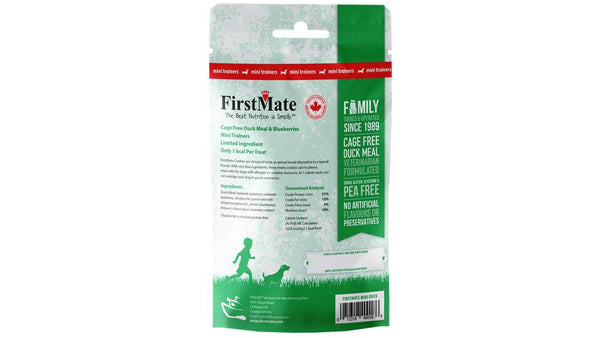 FirstMate Mini Trainers Cage Free Duck Meal & Blueberries Dog Treats