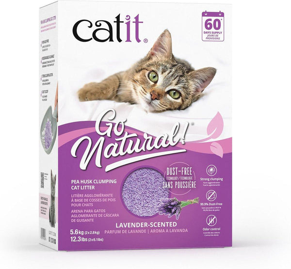 Litière agglomérante parfum lavande Catit Go Natural à base de cosse de pois, 12.3 lb