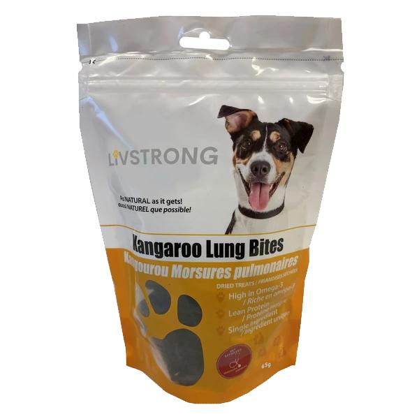 Livstrong Friandises aux poumons de kangourou pour chien.