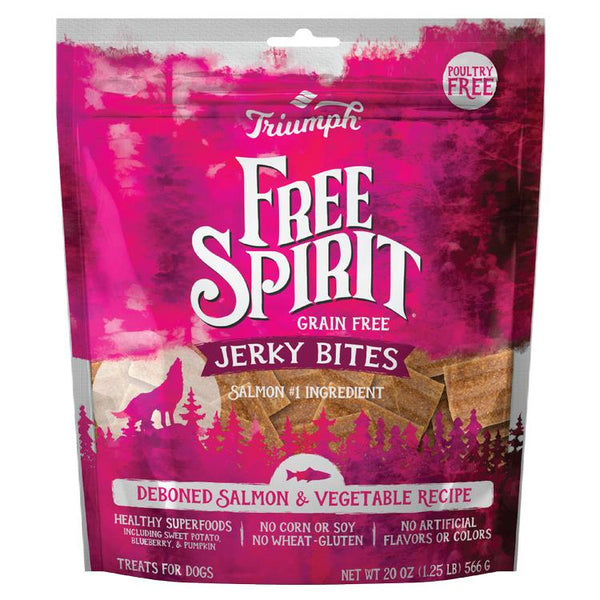 Triumph Free Spirit Bouchées Jerky Saumon & Légumes Friandises sans céréales pour chiens