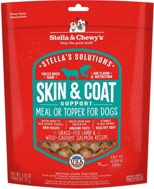 Stella & Chewy's Stella's Solutions Soin peau & pelage Morceaux de dîner agneau nourri Ï  l'herbe et saumon sauvage déshydratés pour chiens