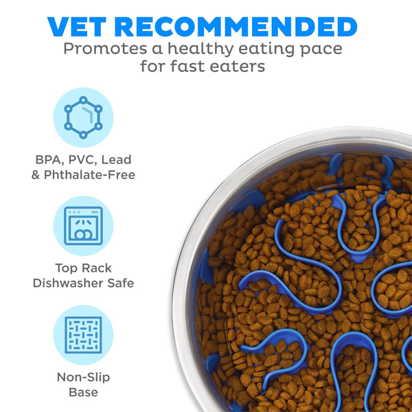 Outward Hound Fun Feeder Slo Bowl Dog Slow Feeder, Stainless Steel