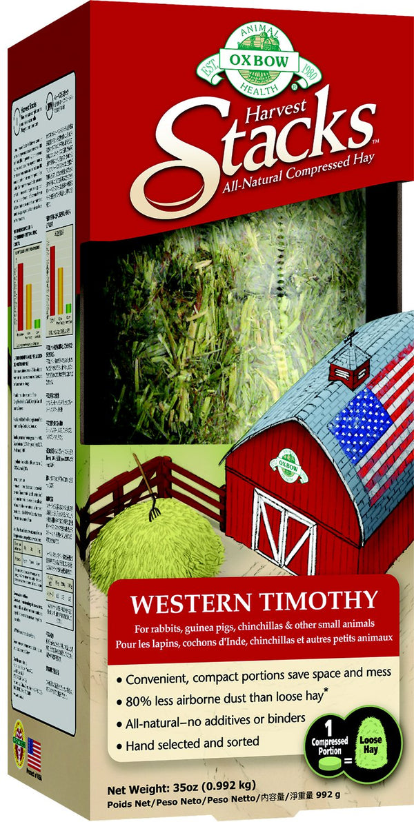 Oxbow Harvest Stacks Foin compressé Western Timothy Nourriture pour petits animaux, 35 oz