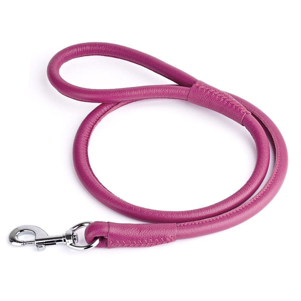 Dogline Soft Leather Round Dog Leash, Pink