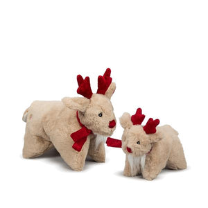 HuggleHounds Holiday Squooshie Snuggles Reindeer Dog Toy
