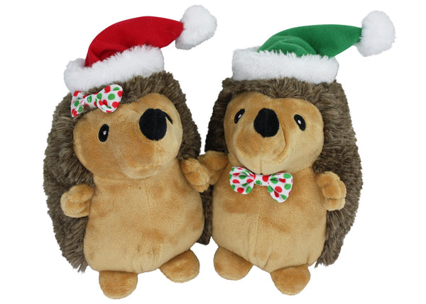 Multipet Holiday Hedgehogs with Bowtie & Santa Hat Dog Toy