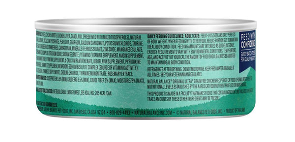 Natural Balance Original Ultra Chicken Recipe Grain-Free Wet Cat Food Can
