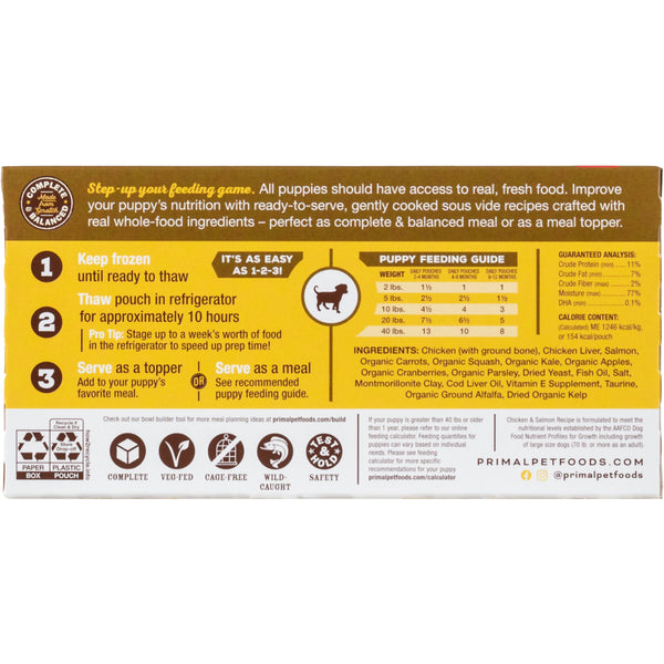 Primal Gently Cooked Puppy Chicken & Salmon Recipe Frozen Dog Food, 8-oz