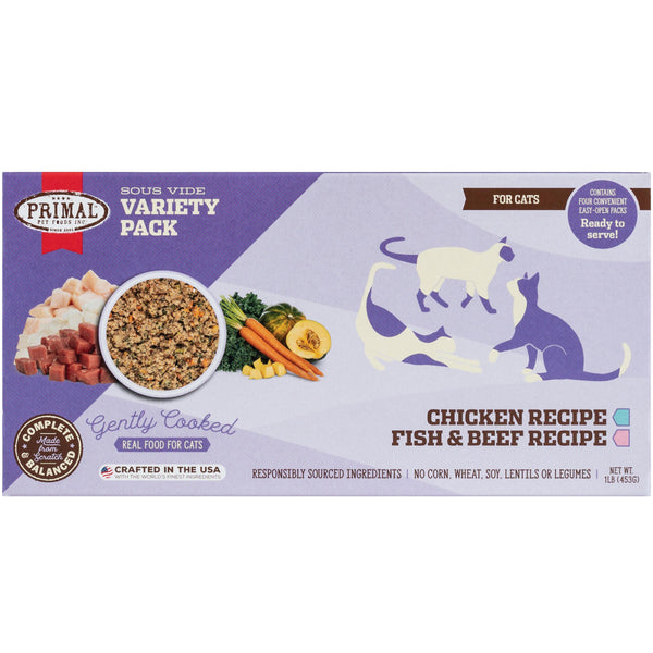 Primal Gently Cooked Variety Pack Frozen Cat Food, 1-lb