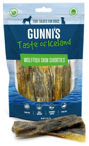 Gunni's Wolffish Skin Shorties Dog Treats, 2.5-oz