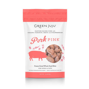 Green Juju Bouchées complètes lyophilisées de porc rose pour chiens et chats