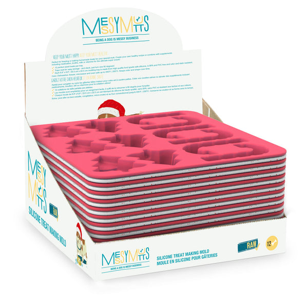 Messy Mutts Moule à gâteries en silicone pour chien Rouge/confettis