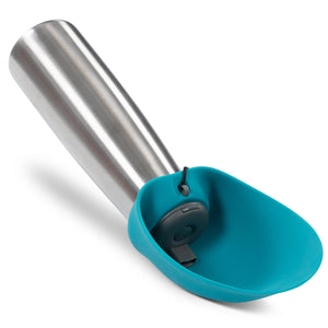 Messy Mutts Gourde de voyage en acier inoxydable à double paroi avec bol rabattable en silicone pour chiens Bleu