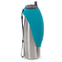 Messy Mutts Insulated Stainless Travel Water Bottle with Silicone Flip Up Bowl for Dogs, Blue
