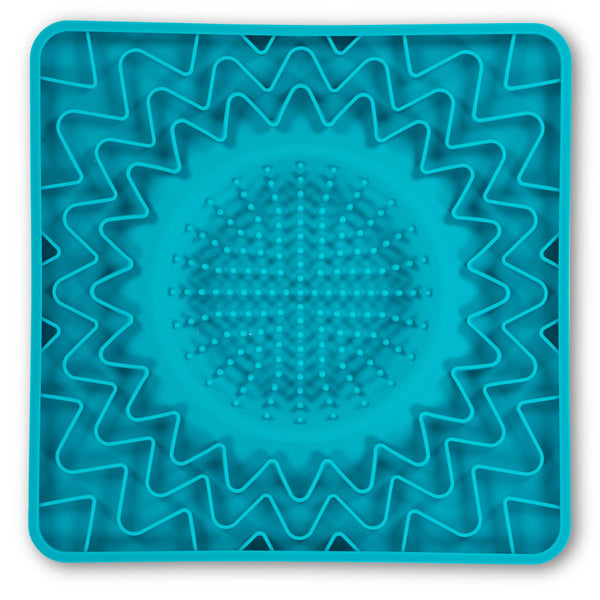 Messy Mutts Tapis de bol à lécher interactif en silicone avec cadre pour chien Bleu