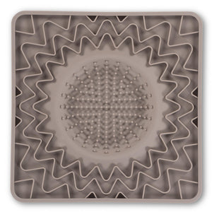 Messy Mutts Tapis de bol à lécher interactif en silicone encadré pour chien Mangeoire lente Gris