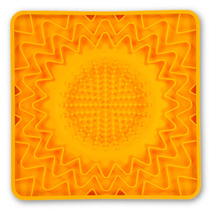 Messy Mutts Tapis de bol à lécher interactif en silicone encadré pour chien Mangeoire lente Orange