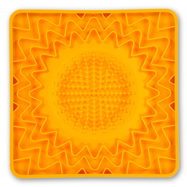 Messy Mutts Tapis de bol à lécher interactif en silicone encadré pour chien Mangeoire lente Orange