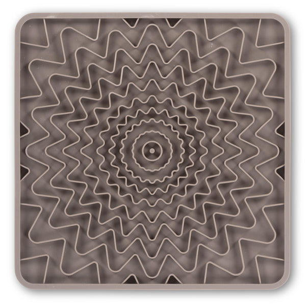 Messy Mutts Tapis de léchage interactif en silicone avec cadre pour chien Mangeoire lente Gris