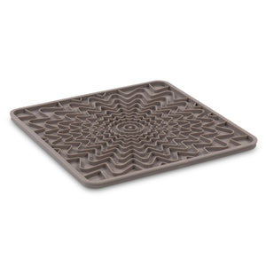 Messy Mutts Tapis de léchage interactif en silicone avec cadre pour chien Mangeoire lente Gris