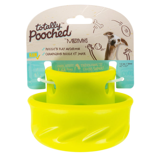 Messy Mutts Totally Pooched Puzzle'n Play Mushroom Dog Toy & Slow Feeder, Green, Large