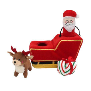 ZippyPaws Holiday Burrow Santa's Sleigh Dog Toy