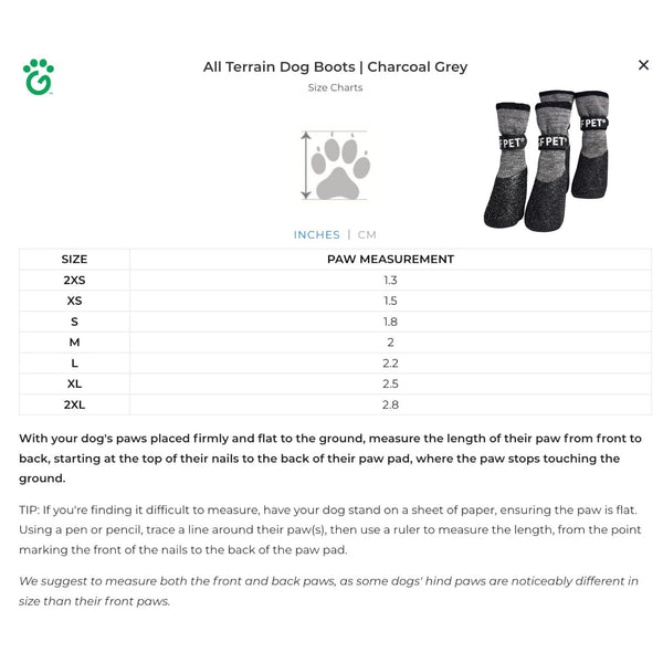 GF Pet All Terrain Dog Boots, Charcoal Grey
