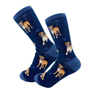 Happy Tails Socks by E&S Pets Unisex Novelty Crew Socks, Boxer, 14-in