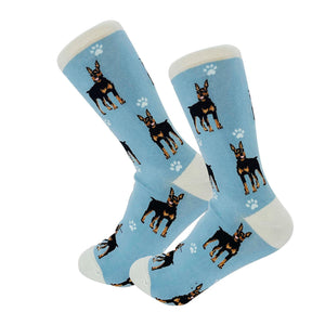 Happy Tails Socks by E&S Pets Unisex Novelty Crew Socks, Doberman, 14-in