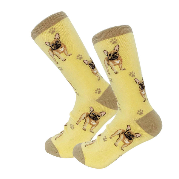 Happy Tails Socks by E&S Pets Unisex Novelty Crew Socks, French Bulldog, 14-in